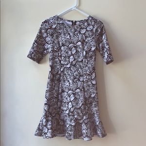 Express Black and White Python Print Ruffle Dress